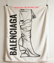 Balenciaga Cut-out Wedge Boot Sketch Flannel Throw Blanket for Sofa Wall Decor BA118